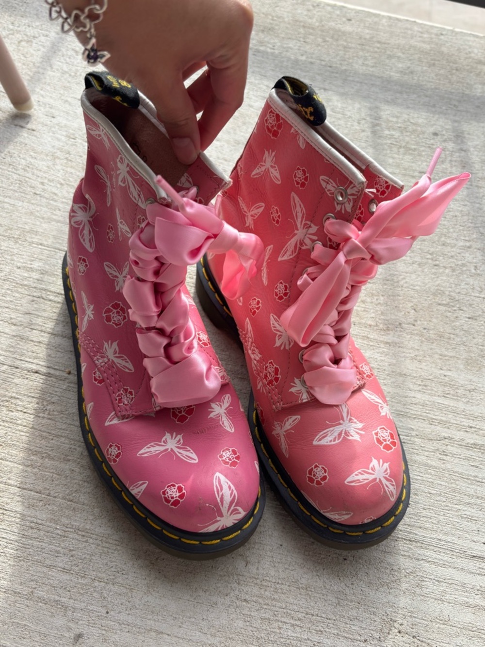 Butterfly + rose doc martens ribbon laces